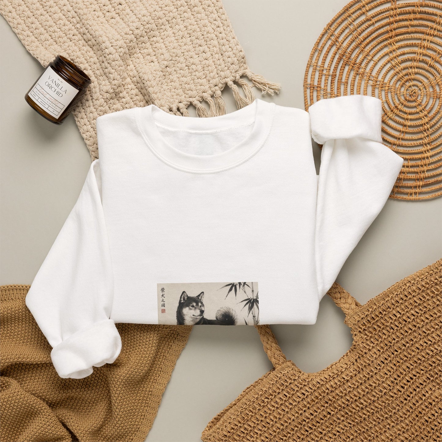 Shiba Inu Sumi-e Crewneck Sweatshirt