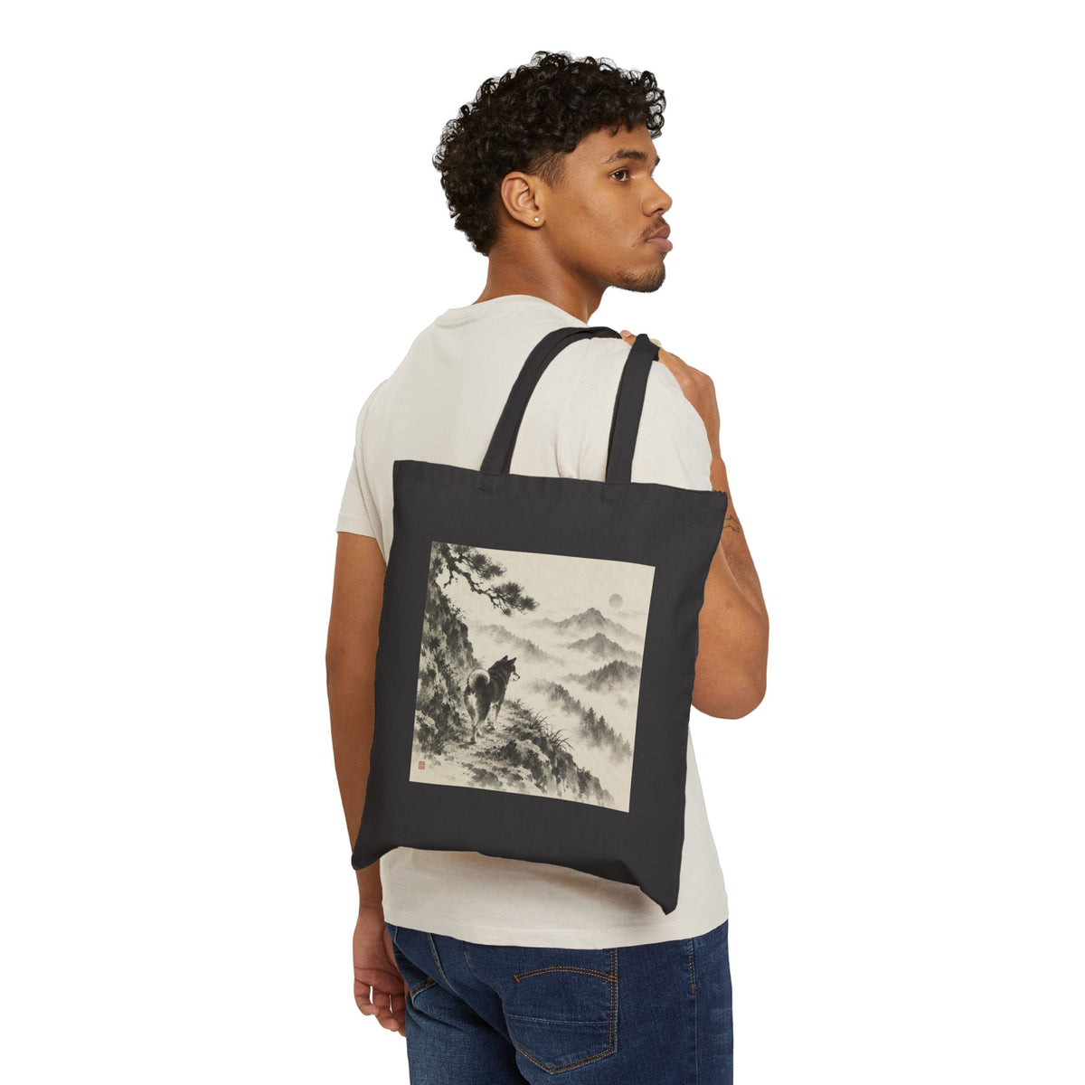 Misty Road | Shiba Inu Ink Wash Painting Tote Bag