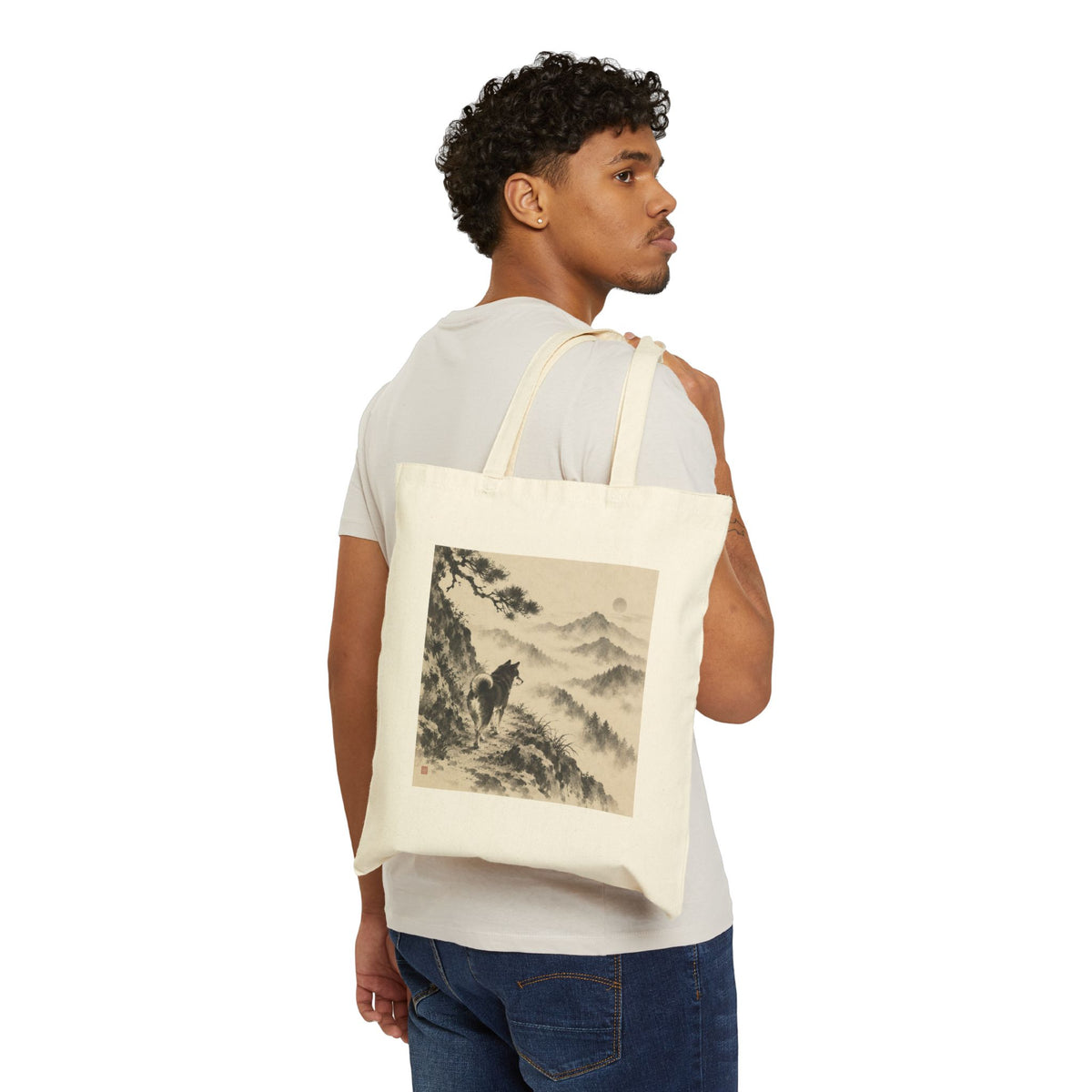 Misty Road | Shiba Inu Ink Wash Painting Tote Bag