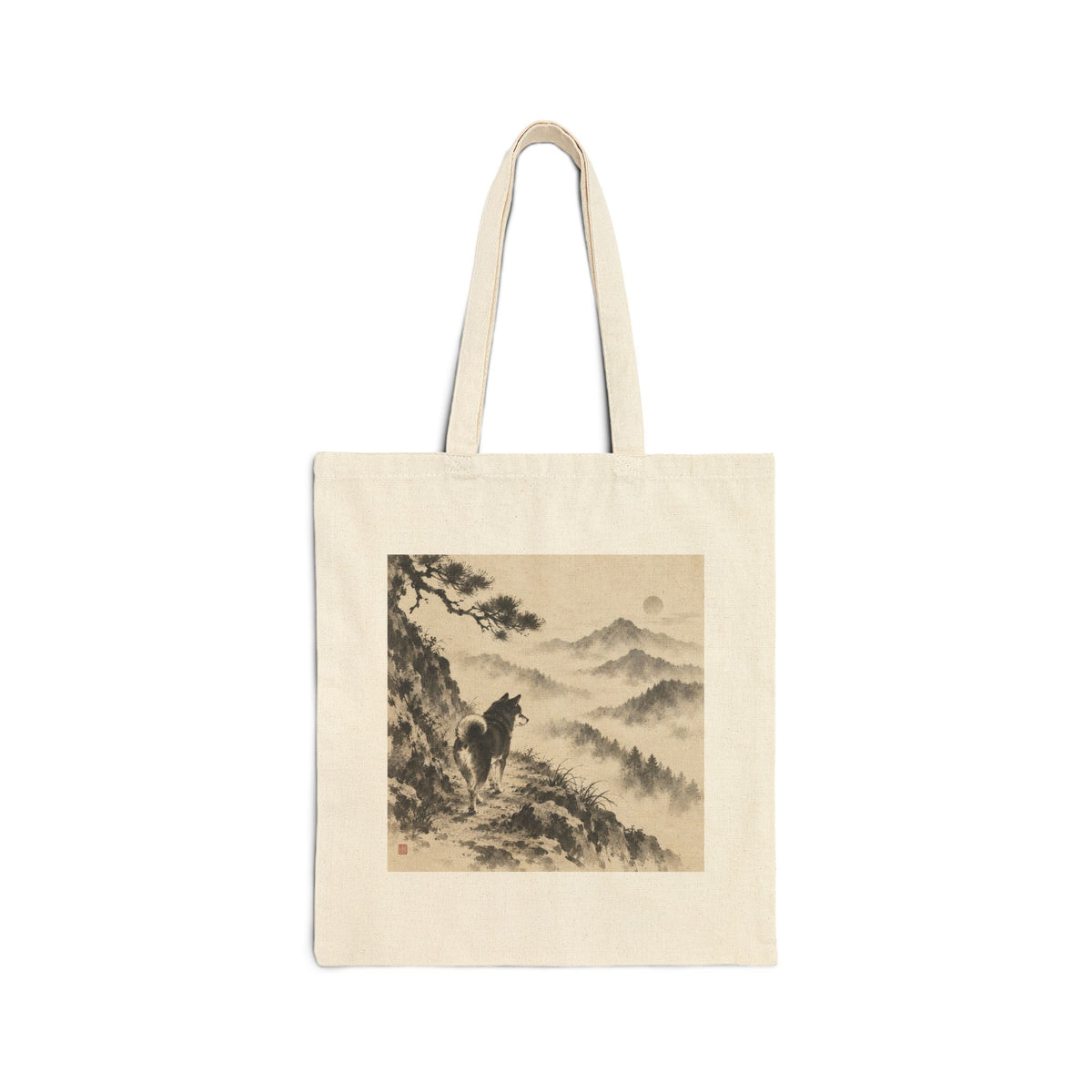 Misty Road | Shiba Inu Ink Wash Painting Tote Bag