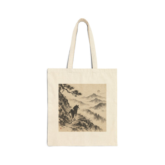 Misty Road | Shiba Inu Ink Wash Painting Tote Bag