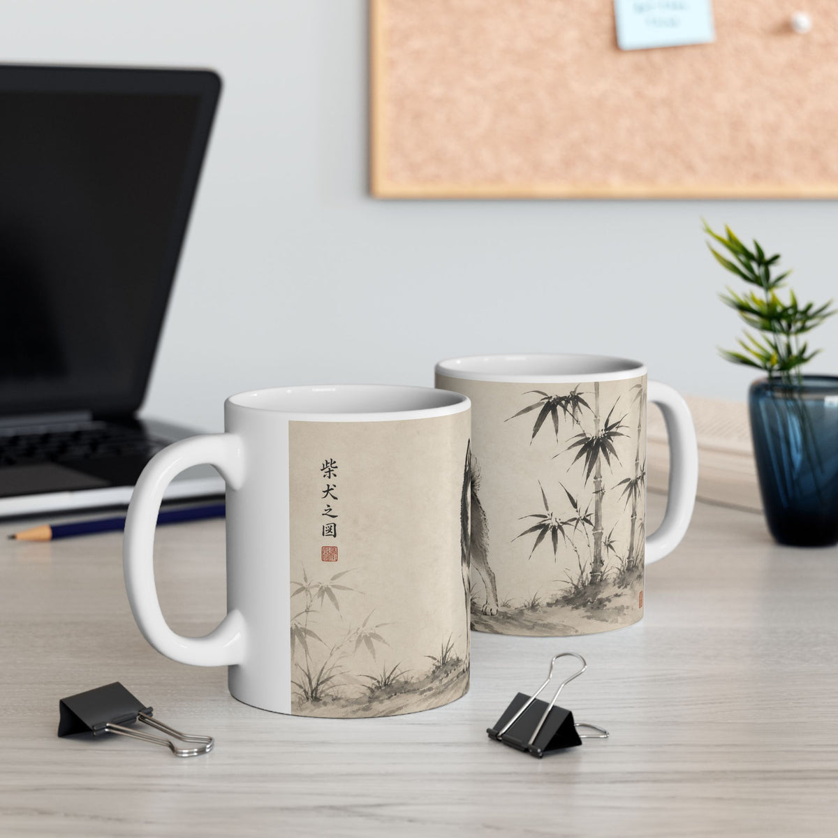 Bamboo Shadow | Shiba Inu Sumi-e Ceramic Mug