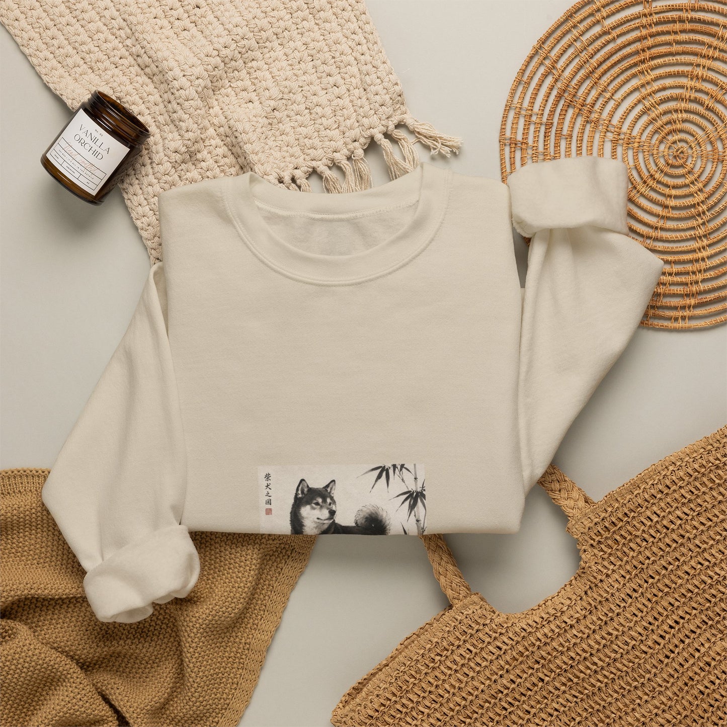 Shiba Inu Sumi-e Crewneck Sweatshirt