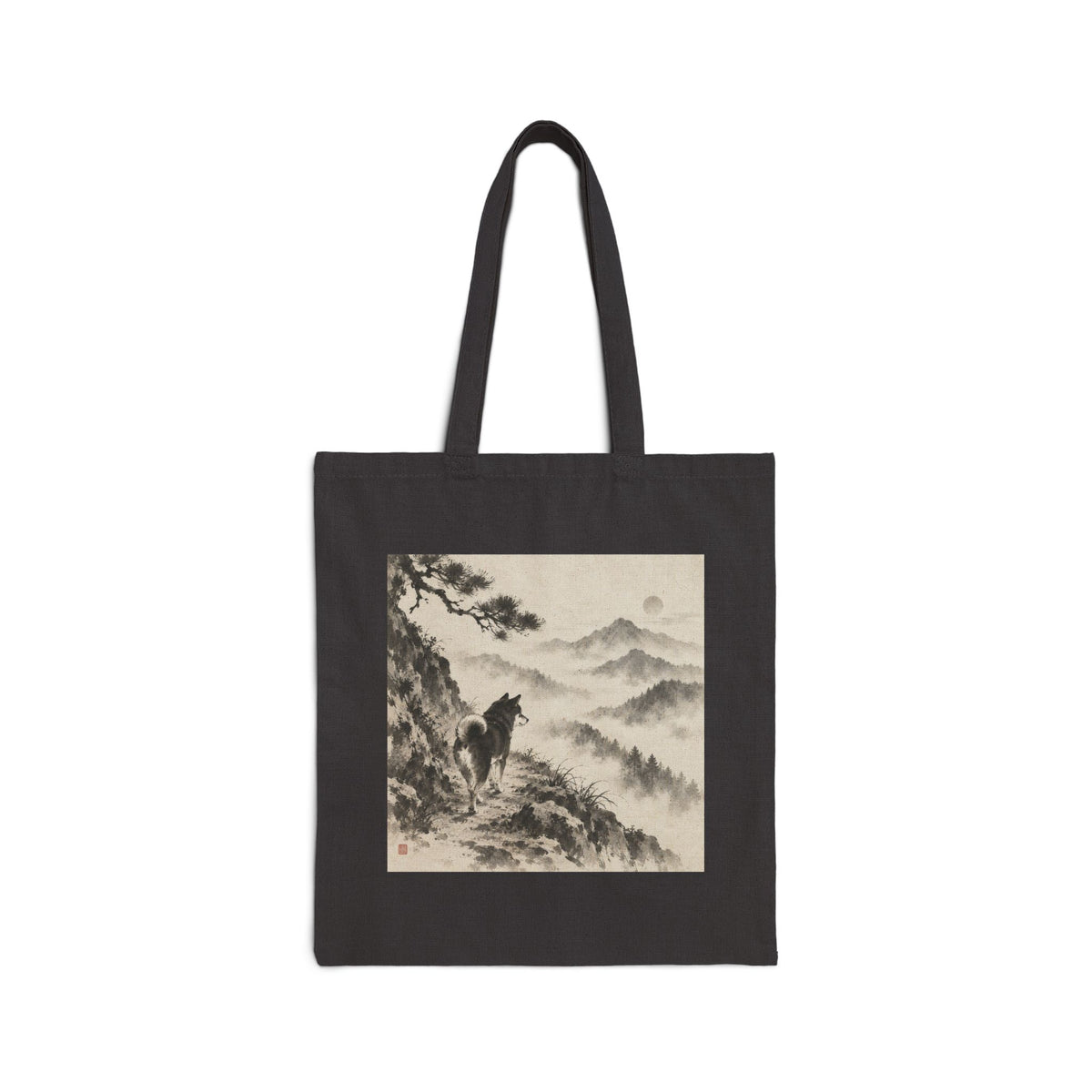 Misty Road | Shiba Inu Ink Wash Painting Tote Bag