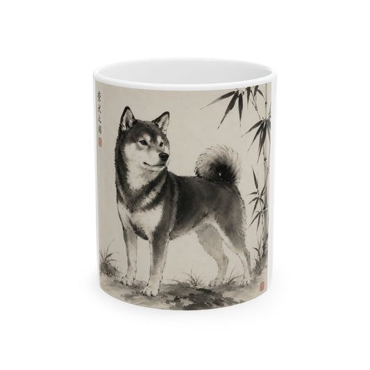 Shiba Inu Sumi-e Ceramic Mug