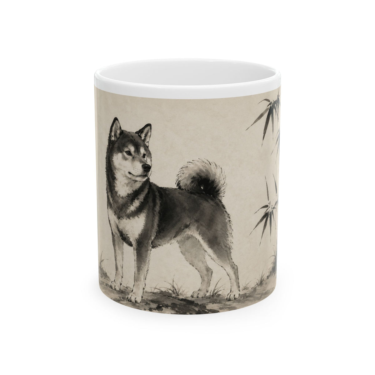 Bamboo Shadow | Shiba Inu Sumi-e Ceramic Mug