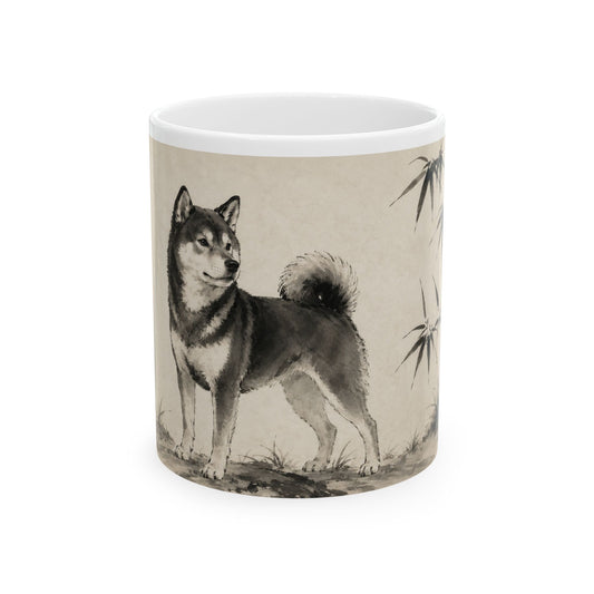 Bamboo Shadow | Shiba Inu Sumi-e Ceramic Mug