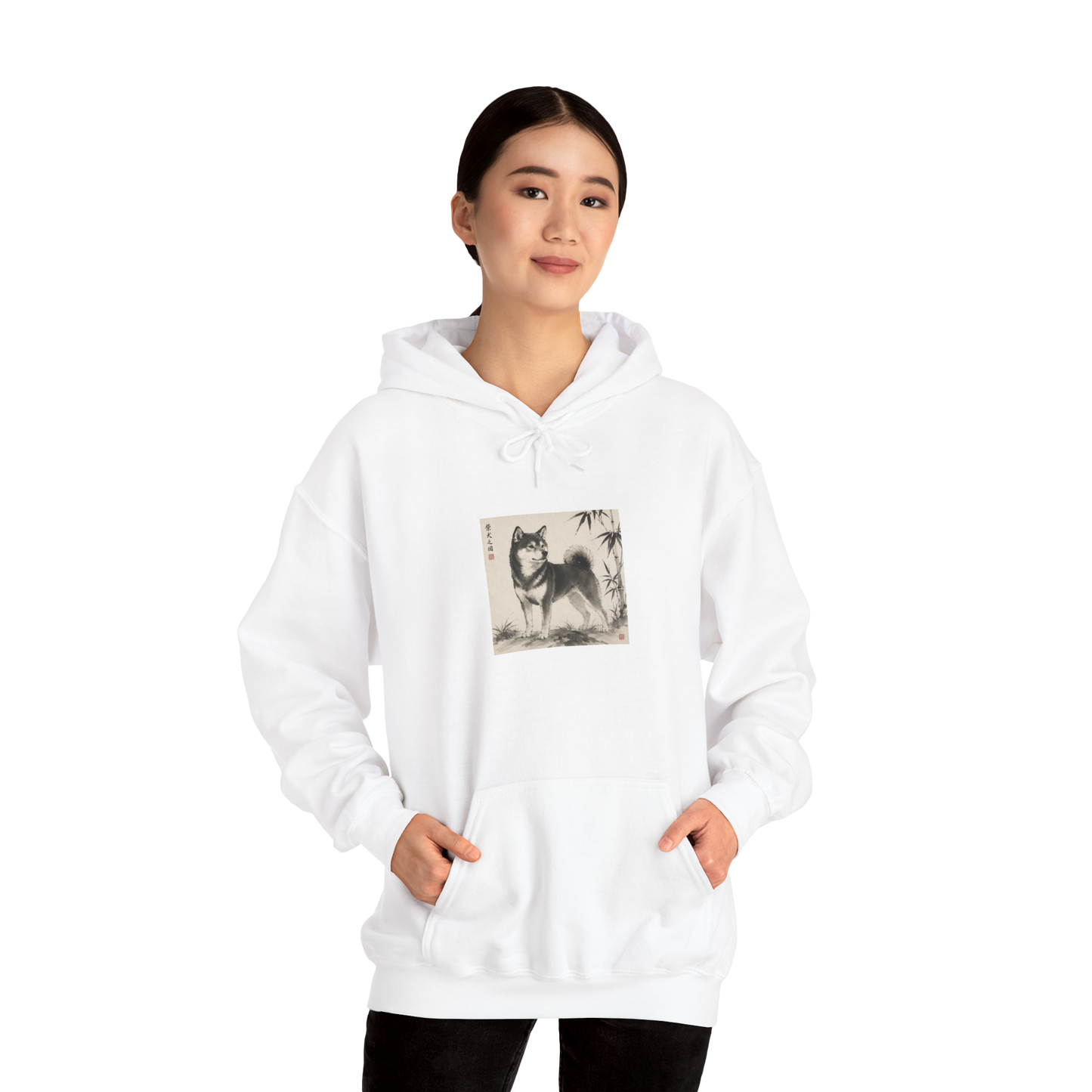 Sudadera con capucha Shiba Inu Sumi-e