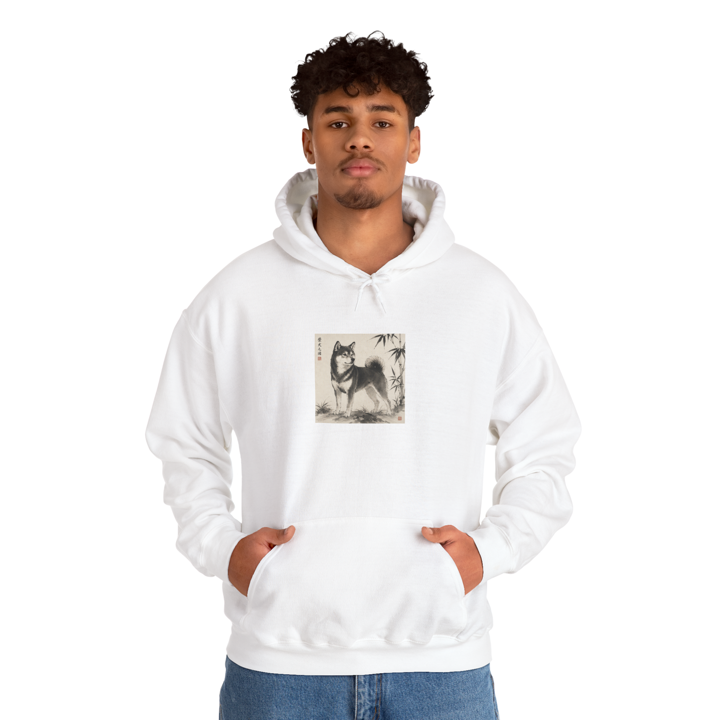 Sudadera con capucha Shiba Inu Sumi-e